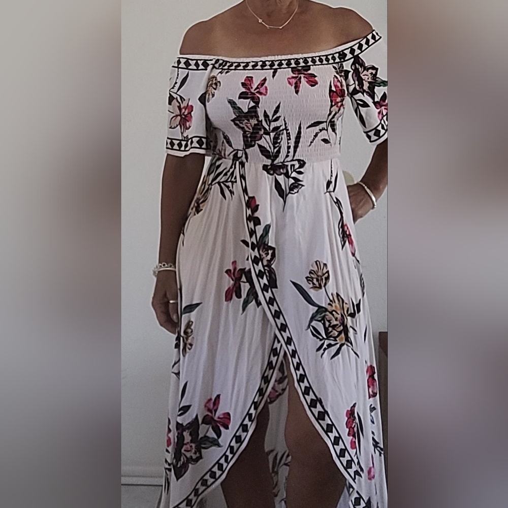 Japna Off-Shoulder Asymmetrical Floral Dress